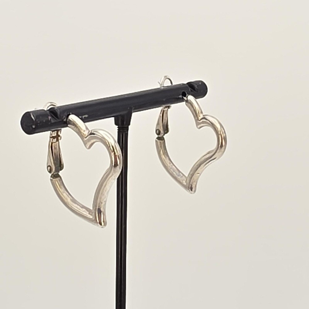 Vintage Open Heart Earrings Hoop Silver Tone Valentine's Special FREE $HIPPING!!